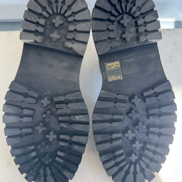 Proenza Schouler Black Chunky Leather Boot with Lug Sole and Zipper, Size 38 - Picture 13 of 15